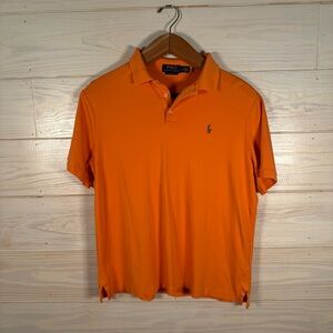 Polo Ralph Lauren Mens Orange Classic Fit Shirt large Soft Touch Beige Pony